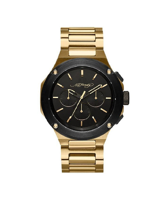Men's Brushed Gold-Tone Metal Bracelet Watch | 46mm | Ed Hardy