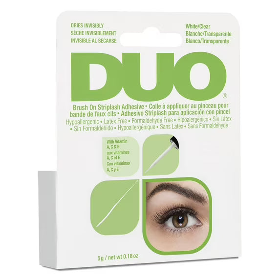 DUO Brush-On Liquid Lash Glue, Eyelash Adhesive, White/Clear, Dries Invisibly, 0.18 oz