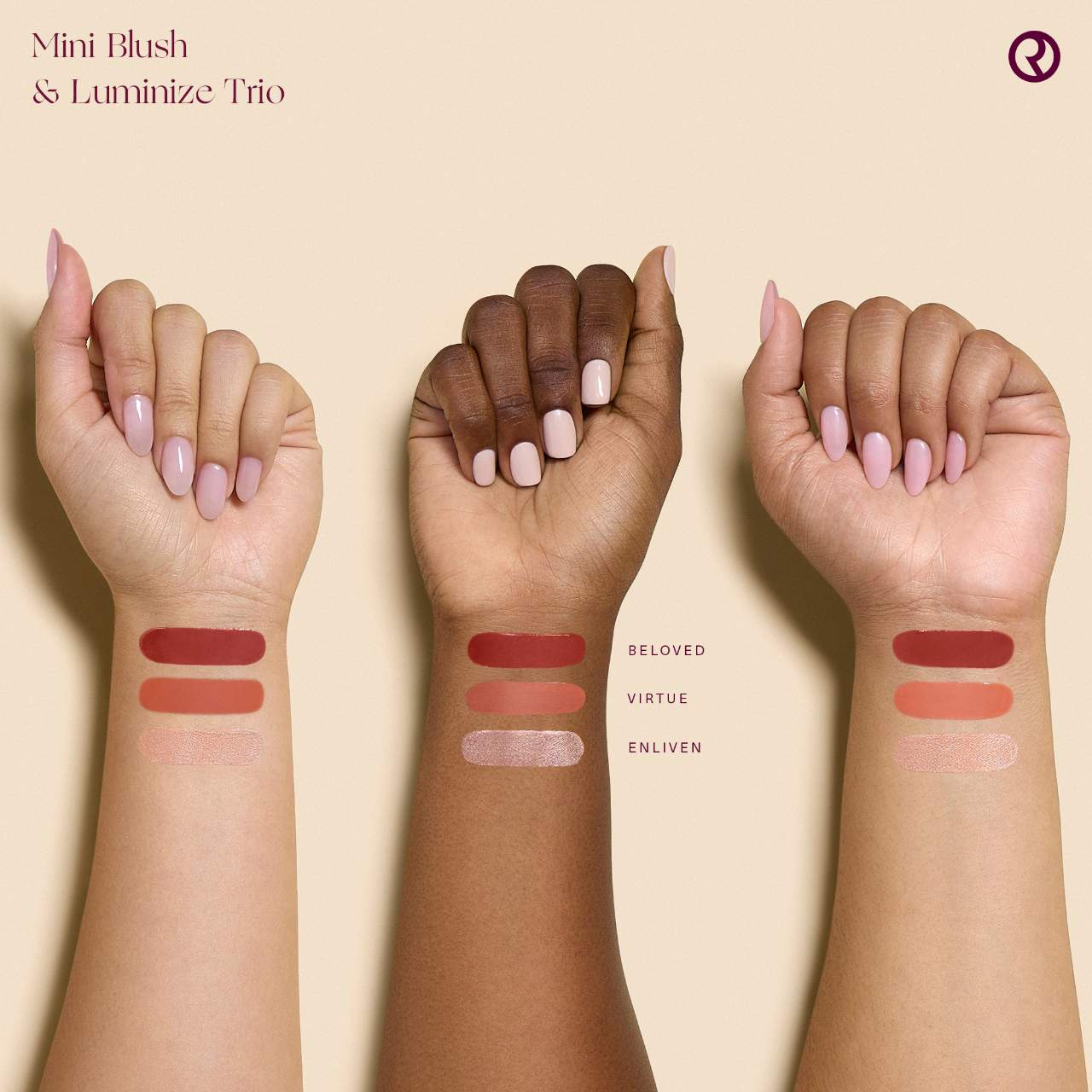 Rare Beauty Mini Blush Trio travel-size set-vegan cruelty-free cheek duo with blush and highlighter for on-the-go glam