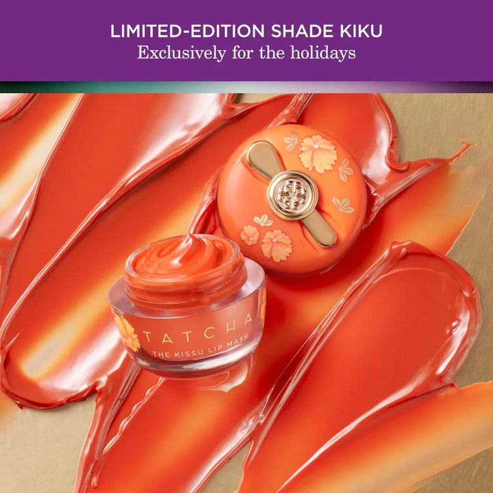  "Tatcha Kissu Lip Mask,” “overnight lip treatment,” “hydrating lip mask 9g” “luxury lip care vegan-Tatcha Japanese peach extract,” “plumping lip jelly”