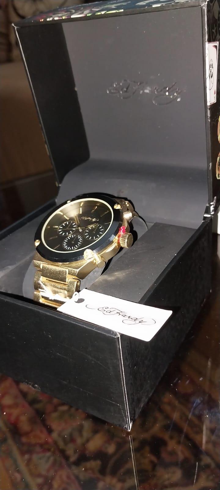 Men's Brushed Gold-Tone Metal Bracelet Watch | 46mm | Ed Hardy