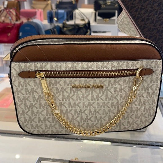 Michael Kors Jet Set Item Large East West Zip Chain MK Signature Crossbody Bag - SemBliss